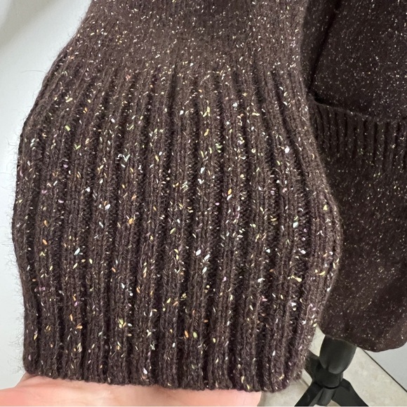 Eileen Fisher Brown Speckled Knit Wool Angora Silk Blend Duster Cardigan Sweater - Picture 4 of 10
